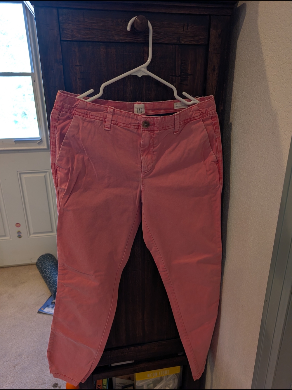 GAP Coral Pink Straight-Leg Girlfriend Chinos